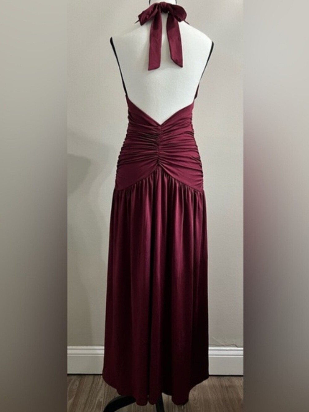 Burgundy Plum Sleeveless V Neck Backless Maxi Dress - NWOT - Picture 5 of 7